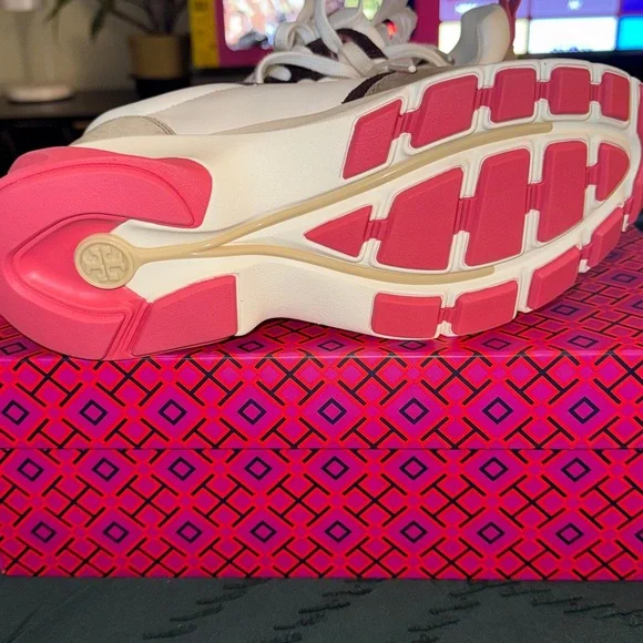 Tory Burch White and Pink Sneakers - Picture 2 of 4